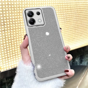 Xiaomi Poco X6 Uyumlu Kılıf Zebana Işıltım Silikon Kılıf - Kamera Lens Korumalı Gri