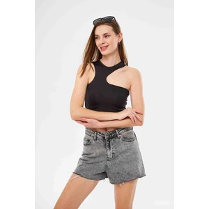 Kadın Tactel Bağlamalı Crop Bluz