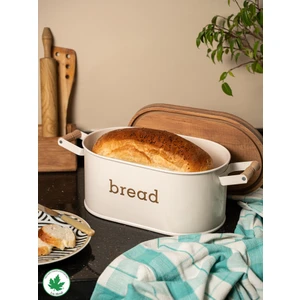 Lin Metal Ahşap Kapaklı Ahşap Kulplu Metal Ekmeklik (Bread Baskılı)