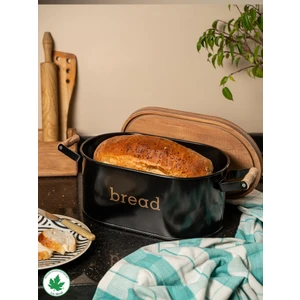 Lin Metal Ahşap Kapaklı Ahşap Kulplu Metal Ekmeklik (Bread Baskılı)