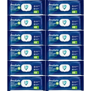 Hasta Vücut Temizleme Islak Mendil Havlu 48 Yaprak Xl (12 Li Set) Plastik Kapak