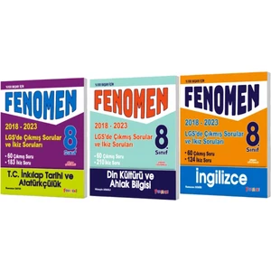 Fenomen Yayıncılık 8. Sınıf LGS T.C. İnkılap Tarihi ve Atatürkçülük – Din Kültürü ve Ahlak Bilgisi - İngilizce Çıkmış Sorular ve İkiz Soruları 2018 – 2023