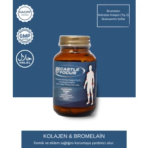 Castle Focus 60 Tablet  Bromelain, Hidrolize Kollajen ( Tip2 ), Glukozamin Sülfat İçeren Takviye  Edici Gıda