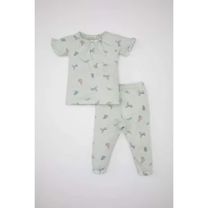 Kız Bebek Balerin Desenli Kısa Kollu Penye Pijama Takımı C2036A524SM
