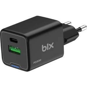 BX2P30G Gan Pd 30W Type-C ve Usb-A Qc 18W Çift Portlu Akım Korumalı Mini Hızlı Şarj Cihazı Siyah