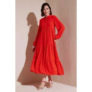 Modest Regular Fit Dik Yaka Uzun Elbise Bayan Elbise 611EL545