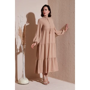 Modest Regular Fit Dik Yaka Uzun Elbise Bayan Elbise 611EL545