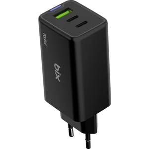 BX3P66G Gan 65W 2*type-C Pd 3.0 ve Usb-A Qc Üç Portlu Hızlı Şarj Cihazı Siyah