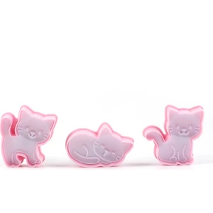 3 Adet Üç Yavru Kedi Bisküvi Kalıbı, Kedi Karikatür Bisküvi Kalıbı, Çerez Kabartma Cihazı, Kek Diy Pişirme Aracı (Yurt Dışından)