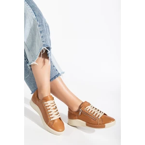 Analin Shoes Kadın  Deri Fermuarlı Spor Ayakkabı 2665 Spor  Coconut 41