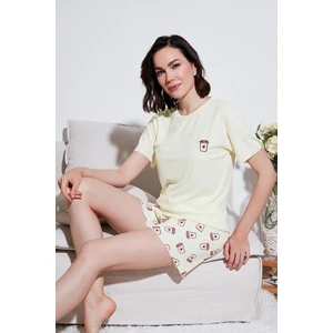 Regular Fit Kısa Kollu Şortlu Pijama Takımı Bayan Pijama Takımı 65740103