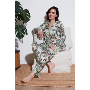 Reguar Fit Yumuşak Dokulu Pijama Takımı Bayan Pijama Takımı 611PT288Y