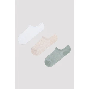 Soft Color Jacquard Beyaz-Mint 3lü Sneaker Çorap
