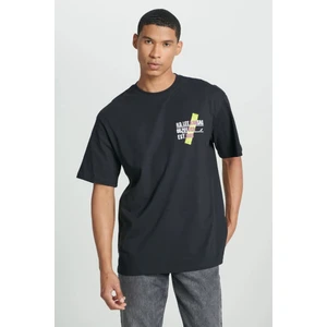 Loose Fit Erkek Siyah Yuvarlak Yaka Tişört