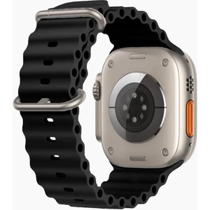 Apple Watch Ocean Siyah Renk Silikon Kordon – 1-9, SE, 42-49mm, GS, DT Pro, T500 Ultra & Ultra2 Uyumlu