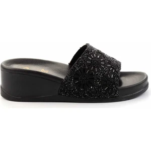 Siyah Taşlı  Kadın Terlik K04319480087