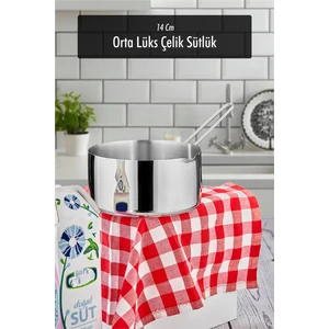 EW's Kitchenware 14 cm Orta Boy Lüx Paslanmaz Çelik Sütlük & Sosluk & Kaçerola