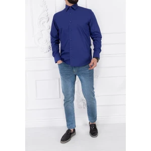 Paco Romano Erkek Slim Fit Dar Yaka Uzun Kol 6 Drop Koyu Parlement Gömlek