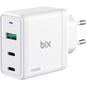 BX3P65G Gan 65W USB Qc 4.0 ve 2*type-C Pd 3.0 Üç Portlu Akım Korumalı Hızlı Şarj Cihazı Beyaz BX-3P65G