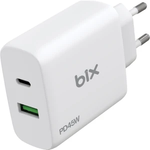 BX2P45G Gan Pd 45W Type-C ve Usb-A Qc Pps Çift Portlu Akım Korumalı Hızlı Şarj Cihazı Beyaz iPhone Samsung Laptop Tablet Akıllı Saat ve Daha Fazlasıyla Uyumlu