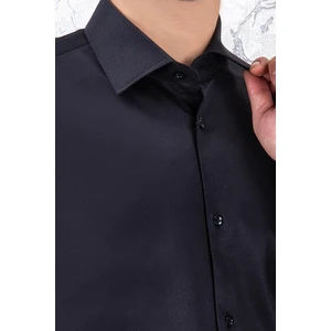 Paco Romano Erkek Slim Fit Uzun Kol 6 Drop Siyah Gömlek