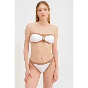 Gold Aksesuarlı Straplez Bikini