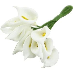 12 Adet Mini Calla Yapay Çiçek Buketi Düğün Dekorasyon Dıy Çelenk Hediye Beyaz (Yurt Dışından)