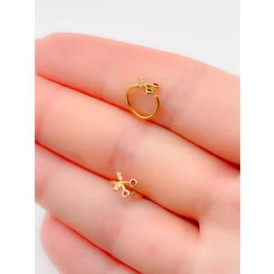 Halka Piercing Zirkon Taşlı Kiraz Figürlü Kıkırdak Helix Tragus PIERCING(1ADET)