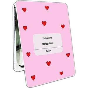 İşte Bu Kalpli Baskılı Cep Aynası Kişiye Özel Isimli Dikdörtgen Değerlisin 8x6 cm (Kapaklı ve Büyüteçli)