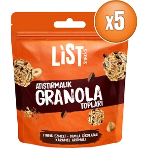 List Snacks Fındık Ezmeli Karamel Aromalı Granola Topları 5 x 30 G