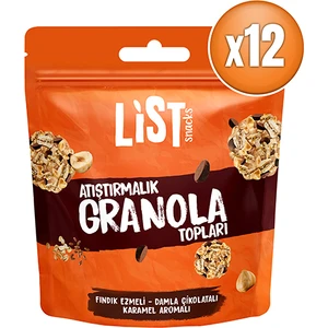 List Snacks Fındık Ezmeli Karamel Aromalı Granola Topları 12 x 30 G