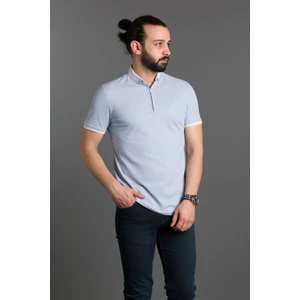 Zeki Özer Erkek Mavi Fermuarlı Polo Yaka T-Shirt