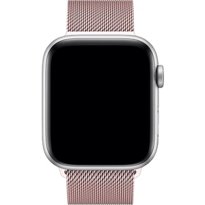 Megafox Teknoloji Apple Watch 2/3/4/5/6/7/8/9/se Ultra 42-44-45-49 mm Uyumlu Kordon Hasır Metal Mıknatıs Kayış, Pembe