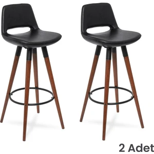 Just Home Retro 2'li Bar Taburesi - Siyah - 107 cm