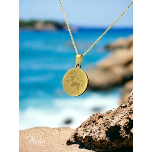 Medo E-Konsept  Aslan Burcu Motifli Altın Kaplama Çelik Kolye
