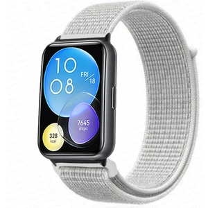 Megafox Teknoloji Huawei Watch Fit 2 Uyumlu Kordon Hasır Örgü Işlemeli Yumuşak Esnek Spor Kayış, Açık Pembe