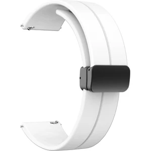 Megafox Teknoloji Xiaomi Mi Watch Uyumlu Kordon Silikon Magnetik Tokalı Spor Kayış, Beyaz