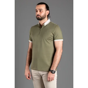 Zeki Özer Erkek Haki Fermuarlı Polo Yaka T-Shirt