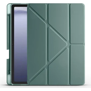 Megafox Teknoloji Samsung Galaxy Tab A9 Uyumlu Tablet Kılıfı Tri Folding Kalem Bölmeli Standlı Kılıf, Koyu Yeşil