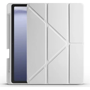 Megafox Teknoloji Samsung Galaxy Tab A9 Uyumlu Tablet Kılıfı Tri Folding Kalem Bölmeli Standlı Kılıf, Gri
