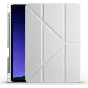 Megafox Teknoloji Samsung Galaxy Tab S9 Uyumlu Tablet Kılıfı Tri Folding Kalem Bölmeli Standlı Kılıf, Gri