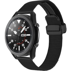 Megafox Teknoloji Xiaomi Mi Watch Uyumlu Kordon Paslanmaz Hasır Metal Magnetik Kayış, Siyah