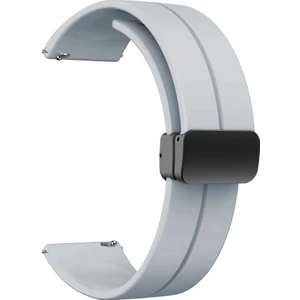 Megafox Teknoloji Xiaomi Mi Watch Uyumlu Kordon Silikon Magnetik Tokalı Spor Kayış, Gri