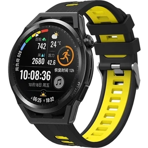 Megafox Teknoloji Xiaomi Mi Watch Uyumlu Kordon Silikon Çift Renkli Spor Esnek Kayış, Siyah-Sar