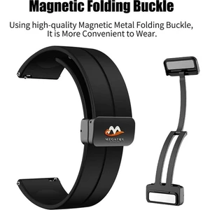 Megafox Teknoloji Samsung Galaxy Watch 6 43 / 47 mm (20 Mm) Uyumlu Kordon Silikon Magnetik Tokalı Spor Kayış, Sarı