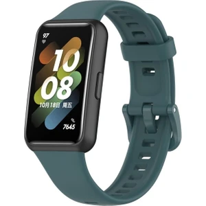Megafox Teknoloji Huawei Band 7 Uyumlu Kordon Silikon Esnek Soft Yüzey Klipsli Yumuşak Spor Kayış, Yeşil