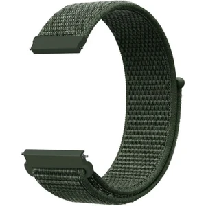 Megafox Teknoloji Samsung Galaxy Watch Uyumlu Kordon Hasır Örgü Işlemeli Spor Kayış, Asker Yeş