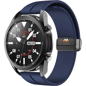 Megafox Teknoloji Xiaomi Mi Watch / Mi Watch Color (22 Mm) Uyumlu Kordon Silikon Magnetik Tokalı Spor Kayış, Lacivert