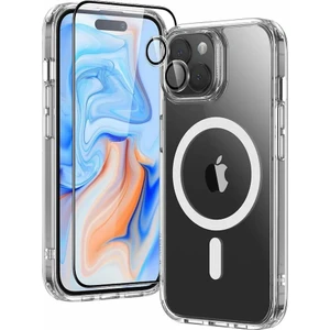 iPhone 13 Magsafe Şeffaf Kılıf + Kamera Lens Koruyucu (Siyah) + Esd Anti Statik Ekran Koruyucu Seti