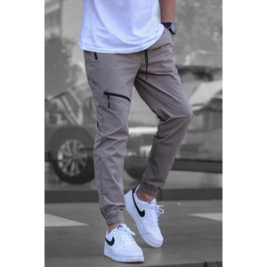 Açık Kahverengi Fermuar Detaylı Paraşüt Jogger Pantolon